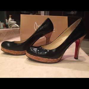 Christian Louboutin black cork platform shoes